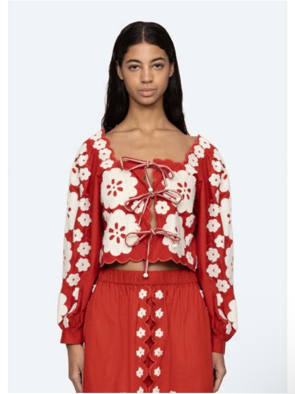 Sea New York Catrine Bow Tie Peasant Top